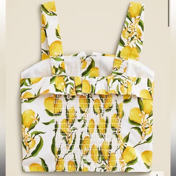 J Crew Girls' button-front tank top in cotton poplin Size 4 5 Yellow Lemons - Picture 9 of 9